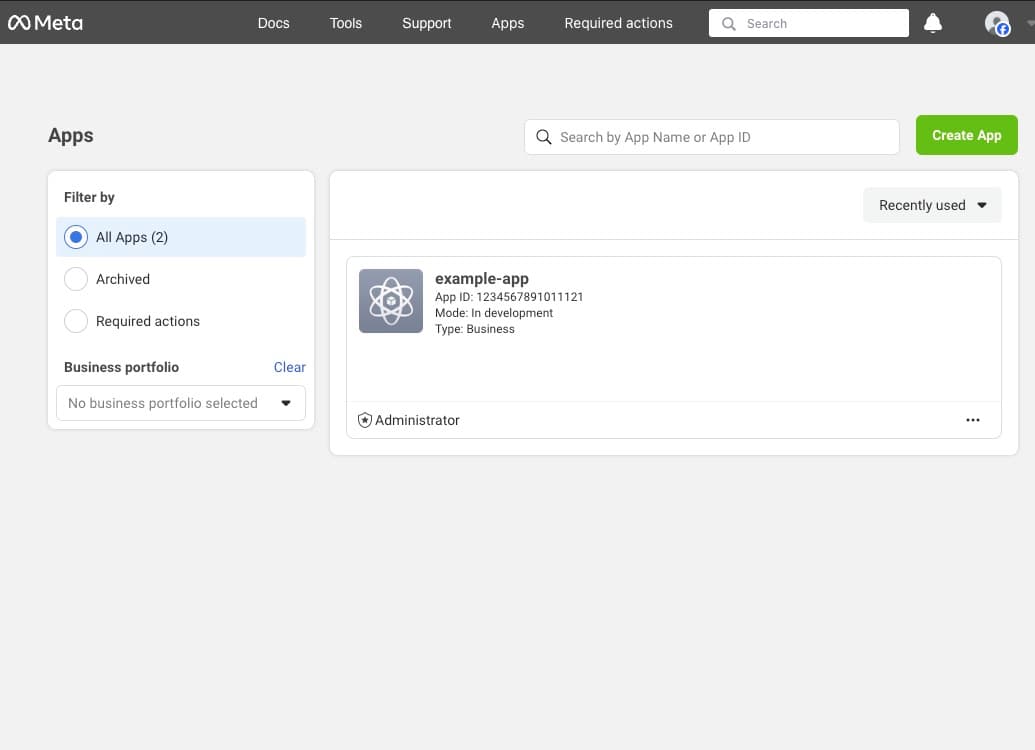 Facebook Apps Page